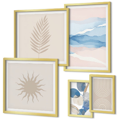 Polyptic înrămat Valuri abstracte ale plantelor