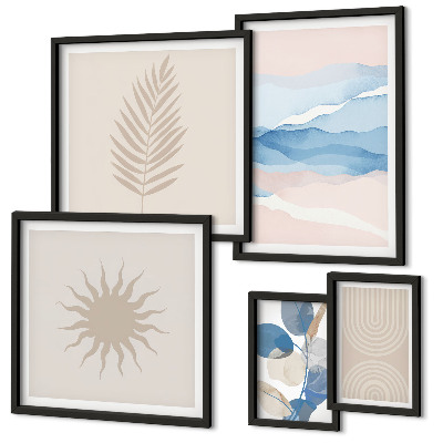 Polyptic înrămat Valuri abstracte ale plantelor