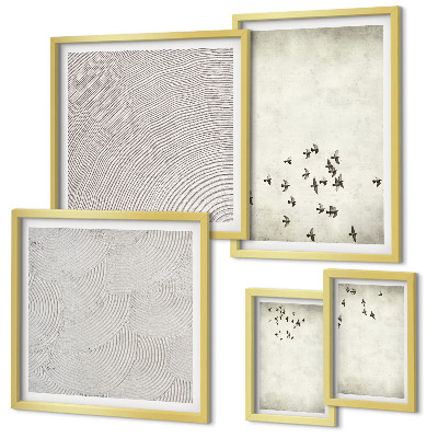 Polyptic înrămat Pictură minimalistă cu păsări