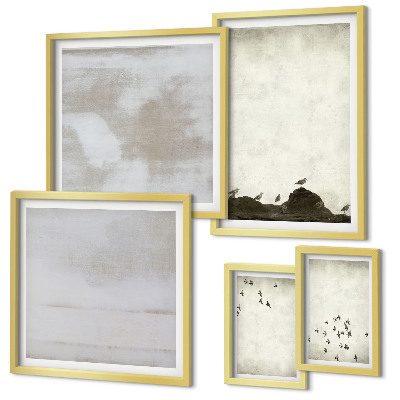 Polyptic înrămat Păsări minimaliste în zbor