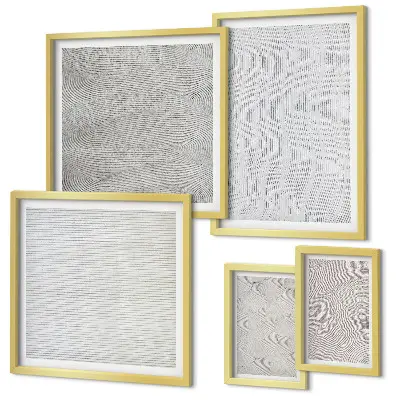 Set tablouri decorative de perete cu model geometric inspirat din structuri de nisip