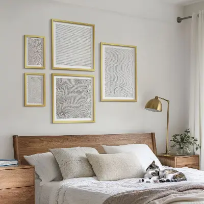 Set tablouri decorative de perete cu model geometric inspirat din structuri de nisip