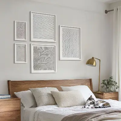 Set tablouri decorative de perete cu model geometric inspirat din structuri de nisip