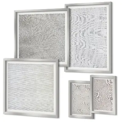 Set tablouri decorative de perete cu model geometric inspirat din structuri de nisip