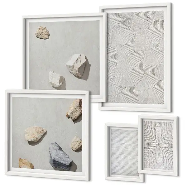 Set de tablouri decorative de perete cu model de pietre geometrice din carton