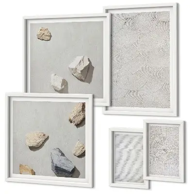 Set de tablouri decorative de perete cu model de pietre geometrice din carton