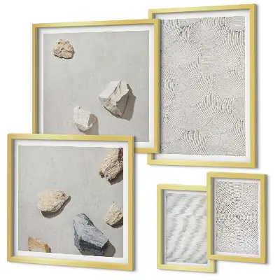 Set de tablouri decorative de perete cu model de pietre geometrice din carton