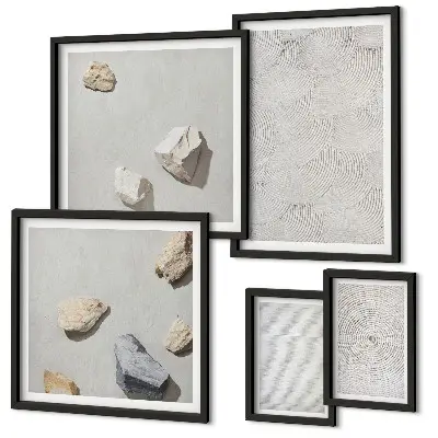 Set de tablouri decorative de perete cu model de pietre geometrice din carton