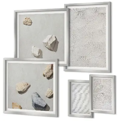 Set de tablouri decorative de perete cu model de pietre geometrice din carton