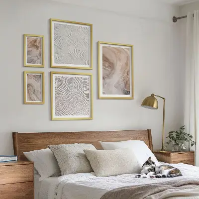 Tablou poliptic înrămat cu model de textură de piatră de marmură