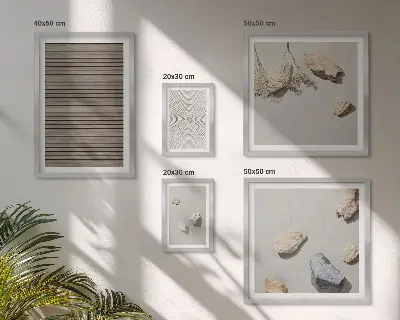 Tablou poliptic înrămat cu texturi naturale din lemn și pietre