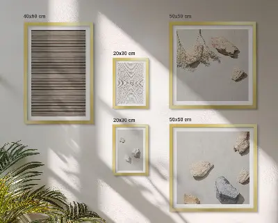 Tablou poliptic înrămat cu texturi naturale din lemn și pietre
