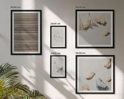 Tablou poliptic înrămat cu texturi naturale din lemn și pietre