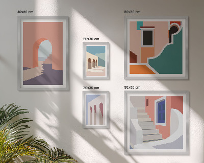 Polyptic înrămat Grafică arhitecturală pastelată