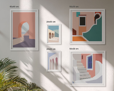 Polyptic înrămat Grafică arhitecturală pastelată