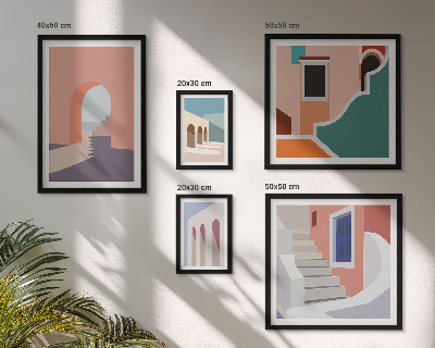 Polyptic înrămat Grafică arhitecturală pastelată