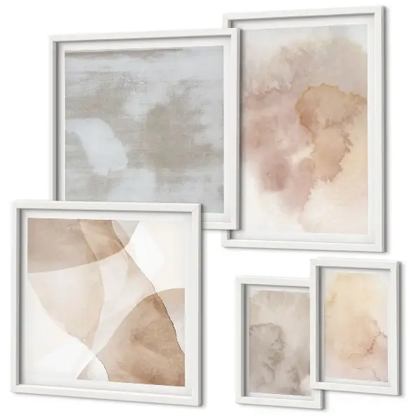 Set de tablouri decorative pentru perete cu texturi calde pastelate în acuarelă