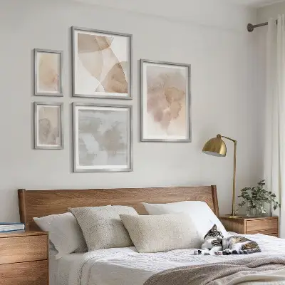 Set de tablouri decorative pentru perete cu texturi calde pastelate în acuarelă
