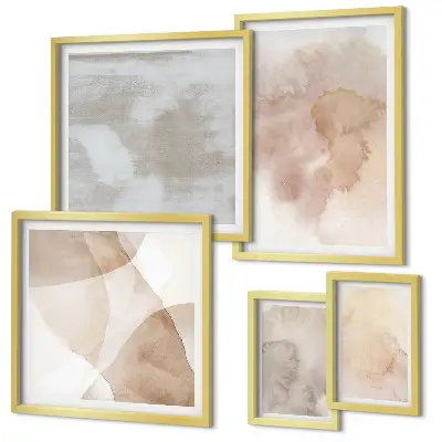 Set de tablouri decorative pentru perete cu texturi calde pastelate în acuarelă