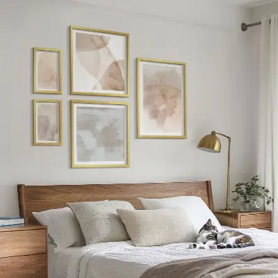 Set de tablouri decorative pentru perete cu texturi calde pastelate în acuarelă