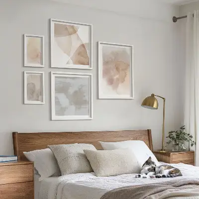 Set de tablouri decorative pentru perete cu texturi calde pastelate în acuarelă
