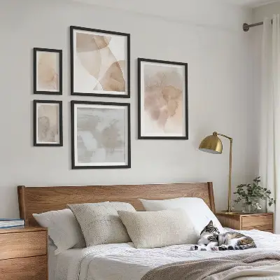 Set de tablouri decorative pentru perete cu texturi calde pastelate în acuarelă