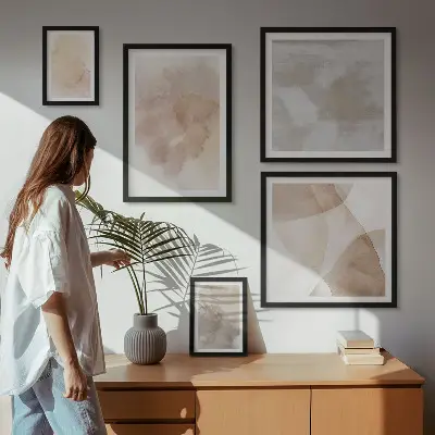 Set de tablouri decorative pentru perete cu texturi calde pastelate în acuarelă
