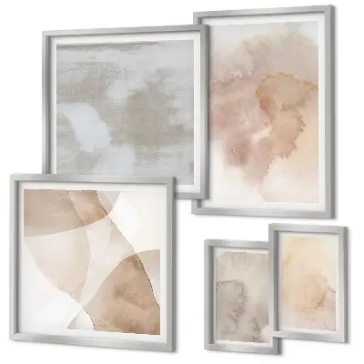 Set de tablouri decorative pentru perete cu texturi calde pastelate în acuarelă