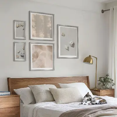 Set de tablouri decorative pentru perete cu tematică de plajă și pietre în stil boho