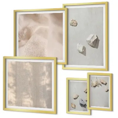 Set de tablouri decorative pentru perete cu tematică de plajă și pietre în stil boho