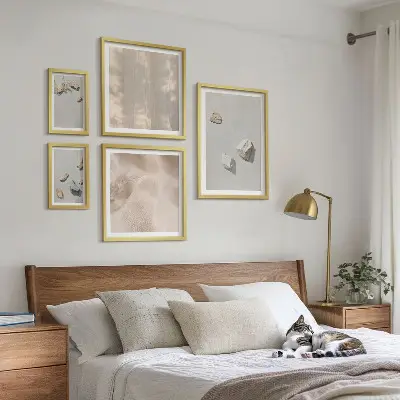 Set de tablouri decorative pentru perete cu tematică de plajă și pietre în stil boho