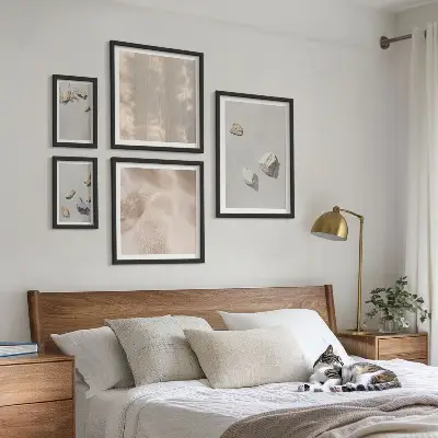 Set de tablouri decorative pentru perete cu tematică de plajă și pietre în stil boho