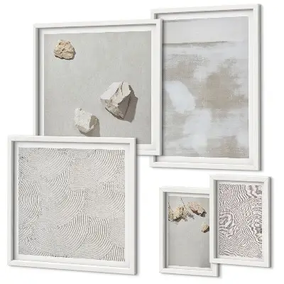 Set de tablouri decorative de perete cu textură boho și pietre de nisip