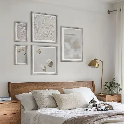 Set de tablouri decorative de perete cu textură boho și pietre de nisip
