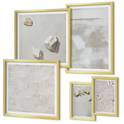 Set de tablouri decorative de perete cu textură boho și pietre de nisip