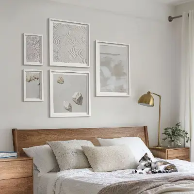 Set de tablouri decorative de perete cu textură boho și pietre de nisip