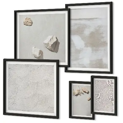 Set de tablouri decorative de perete cu textură boho și pietre de nisip