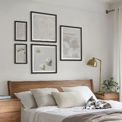 Set de tablouri decorative de perete cu textură boho și pietre de nisip