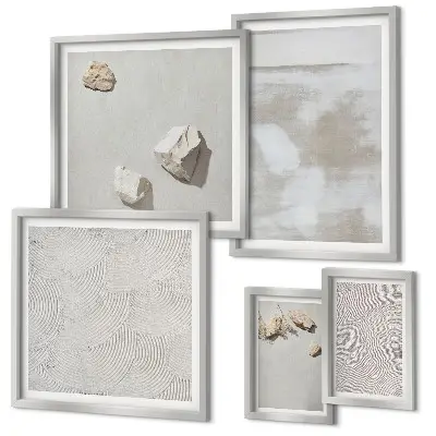 Set de tablouri decorative de perete cu textură boho și pietre de nisip