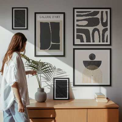 Polyptic înrămat Forme abstracte de marmură