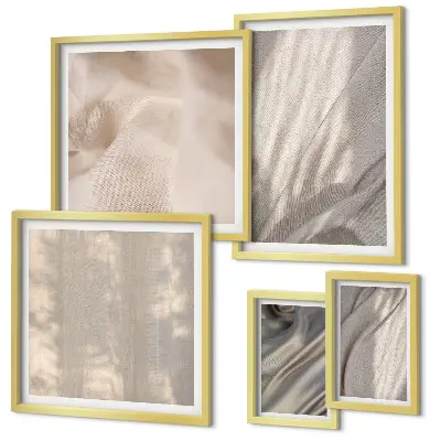 Set de tablouri decorative de perete cu prim-plan de țesături naturale în stil boho