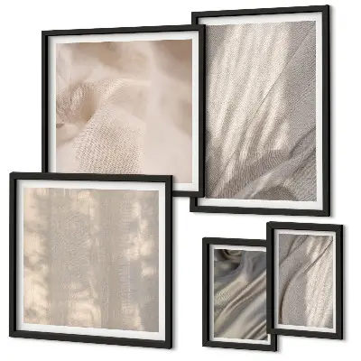 Set de tablouri decorative de perete cu prim-plan de țesături naturale în stil boho