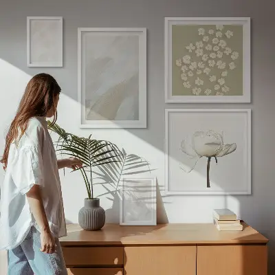 Set de tablouri decorative de perete cu flori în stil boho la modă