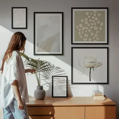 Set de tablouri decorative de perete cu flori în stil boho la modă