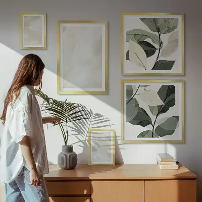 Tablou poliptic înrămat cu model abstract boho în nuanțe strălucitoare