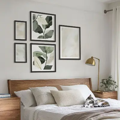 Tablou poliptic înrămat cu model abstract boho în nuanțe strălucitoare
