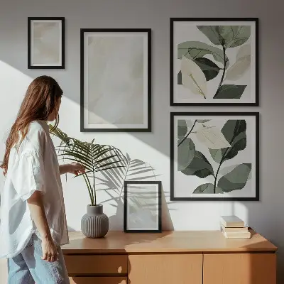 Tablou poliptic înrămat cu model abstract boho în nuanțe strălucitoare