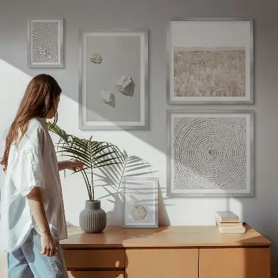 Set tablouri decorative de perete cu texturi nisipoase în stil boho