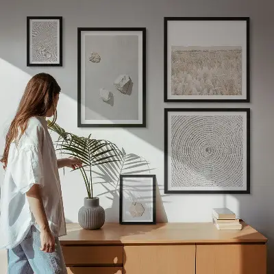 Set tablouri decorative de perete cu texturi nisipoase în stil boho