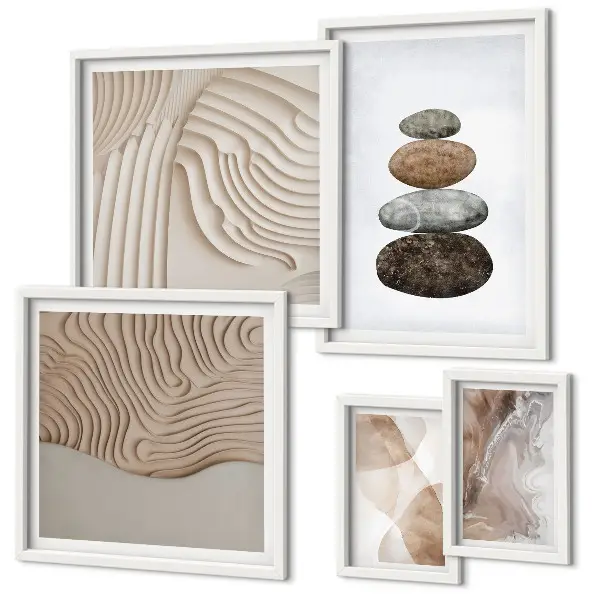 Set de tablouri decorative de perete forme abstracte în culori pastelate